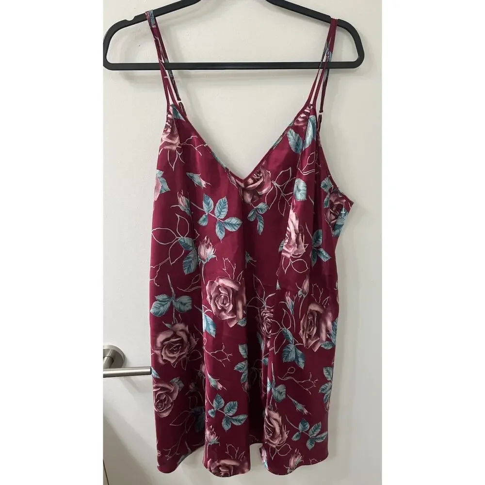 CACIQUE Lingerie Floral Roses‎ Tank Slip Dress Sz 18/20 Adjustable Strap Sexy